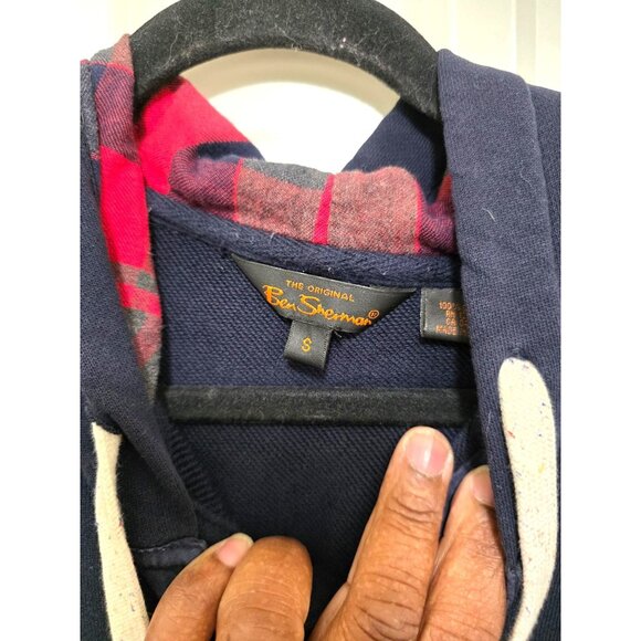 Ben Sherman Men's Navy Pullover Hoodie Front Kangaroo Pocket Size S - Picture 9 of 11